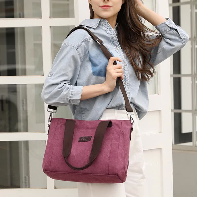 Women's Canvas Tote Shoulder Handbag – Casual Crossbody Purse Work Bag - VOTVO