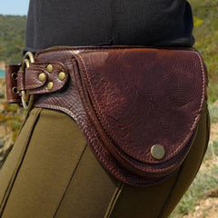 Medieval Leather Double Pocket Belt Bag – Vintage Hip Belt Waist Bag for Daily and Festivals - VOTVO