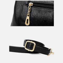 Women's Triple Compartment Satchel Leather Top-Handle Purse – Crossbody Handbag with Adjustable Strap