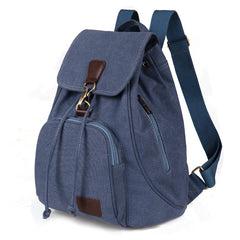 Canvas-Rucksack für Damen und Mädchen – Vintage-Schul- und Reiserucksack mit Kordelzug