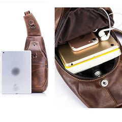 Men's Genuine Leather Sling Bag – Vintage Crossbody Backpack, Waterproof and Durable