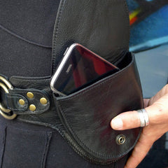 Medieval Leather Double Pocket Belt Bag – Vintage Hip Belt Waist Bag for Daily and Festivals - VOTVO