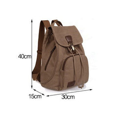 Canvas-Rucksack für Damen und Mädchen – Vintage-Schul- und Reiserucksack mit Kordelzug