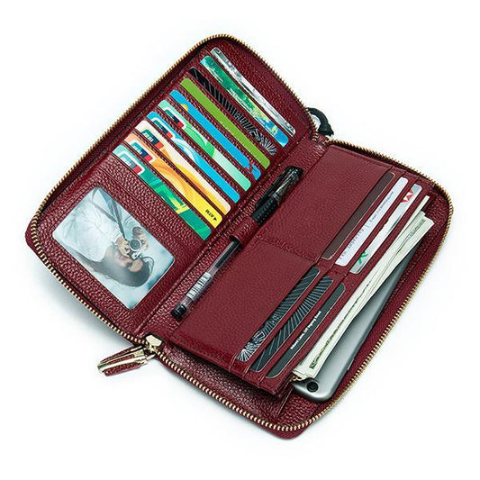 Women's Genuine Leather Vintage Wallet - Stylish and Functional Zip Closure Wallet