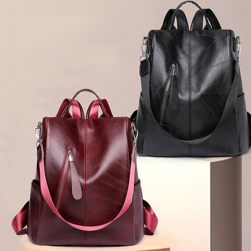 Women’s Leather Convertible Backpack Purse – Anti - Theft Travel Daypack & Shoulder Bag - VOTVO