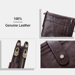 RFID Anti - Theft Large Capacity Genuine Leather Wallet with Chain – Secure & Stylish - VOTVO