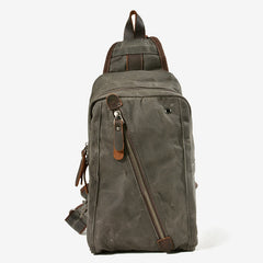 Canvas Sling Bag Schultertasche Brusttasche für Männer – Reise Wandern Crossbody Daypack