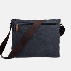 Men's Canvas Messenger Bag – Retro Shoulder Crossbody Backpack with Genuine Leather Accents