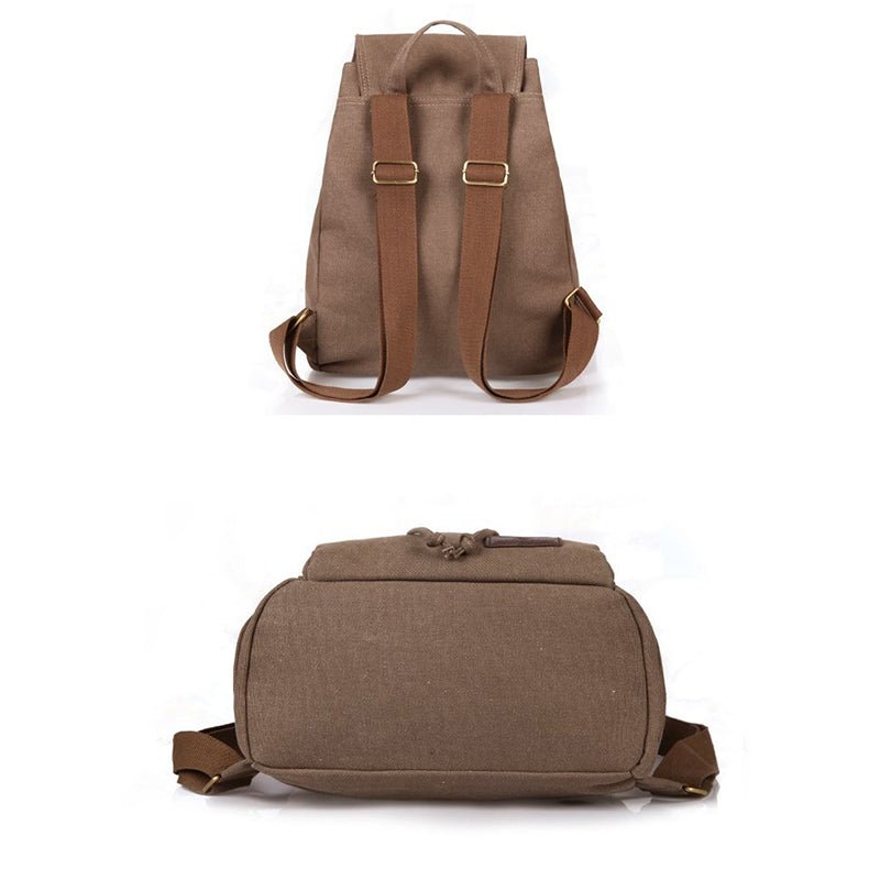 Vintage Canvas Backpack for Women & Girls – Drawstring Rucksack for School & Travel - VOTVO