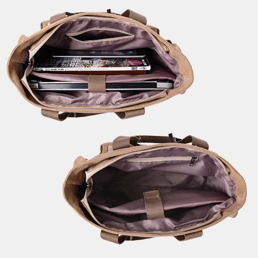 Lässige Canvas-Laptoptasche für Damen und Herren – Arbeitshandtasche mit verstellbarem Riemen