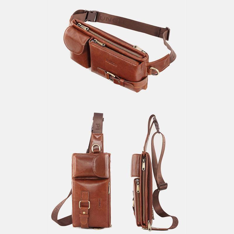 Vintage Multi - Carry Genuine Leather Sling Bag – Versatile Crossbody, Waist, and Sling Bag for Men and Women - VOTVO