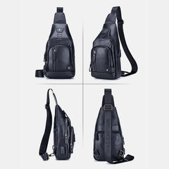 USB Charging Real Leather Sling Bag for Men – Crossbody Shoulder Bag with Adjustable Straps - VOTVO