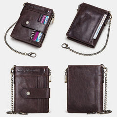 RFID Anti - Theft Large Capacity Genuine Leather Wallet with Chain – Secure & Stylish - VOTVO