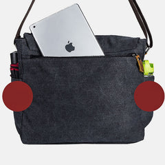 Men's Canvas Messenger Bag – Retro Shoulder Crossbody Backpack with Genuine Leather Accents