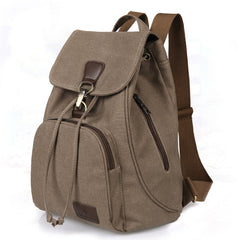 Canvas-Rucksack für Damen und Mädchen – Vintage-Schul- und Reiserucksack mit Kordelzug