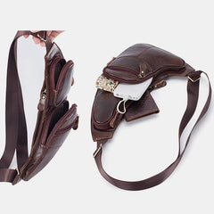 Vintage Genuine Leather Chest Sling Bag – Stylish Messenger Bag for Men