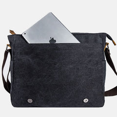 Men's Canvas Messenger Bag – Retro Shoulder Crossbody Backpack with Genuine Leather Accents