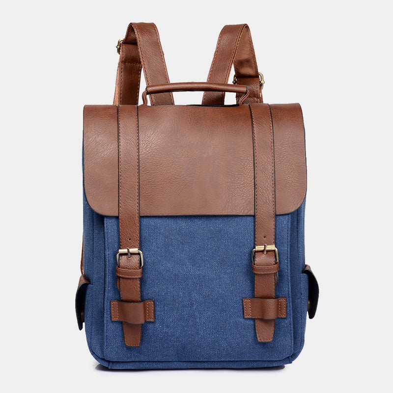 Vintage Leather Canvas Backpack for Men & Women – Travel Daypack, Unisex Rucksack - VOTVO
