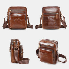 Vintage Oil-Tanned Leather Sling Bag for Men - Stylish Crossbody Shoulder Bag