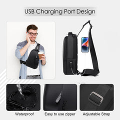 Waterproof Sling Bag for Men – Multi-Functional Chest Bag with USB Charging Port for Hiking, Cycling, and Travel