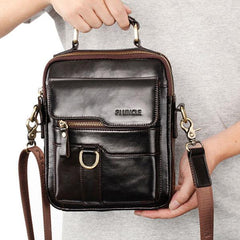 Lässige Vintage-Umhängetasche aus echtem Leder für Herren – Verstellbarer Riemen und mehrere Taschen