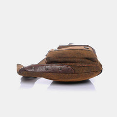 Vintage Canvas Sling Bag for Men - Black & Saddle Brown Crossbody Business Bag - VOTVO
