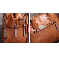 Vintage Leather Satchel Handbag – Top-Handle & Crossbody Strap