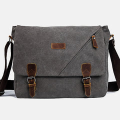 Men's Canvas Messenger Bag – Retro Shoulder Crossbody Backpack with Genuine Leather Accents