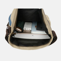 Women's Color Block Canvas Backpack – Tote Shoulder Hobo Bag Rucksack