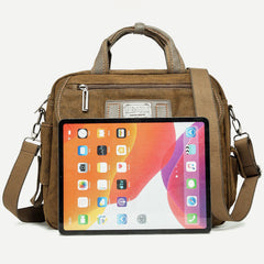 Vintage Canvas Messenger Bag for Men – Large Capacity Briefcase with Adjustable Shoulder Strap