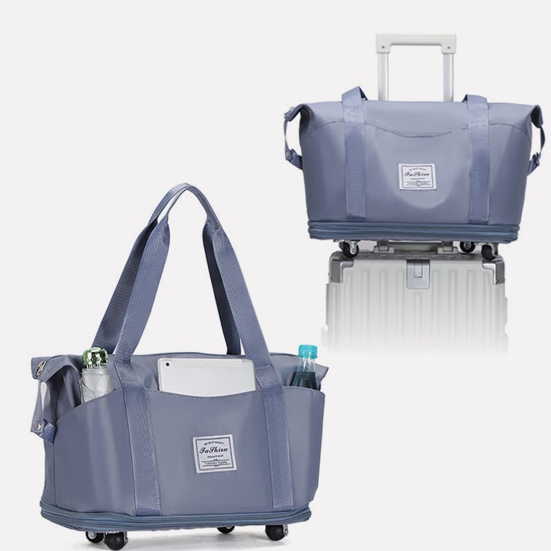 Tote Bag for Travel with Pull Rod & Oblique Folding Storage – Large Capacity Nylon Travel Sleeve - VOTVO