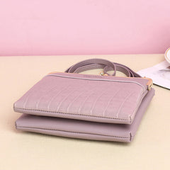 Women’s Leather Crossbody Handbag – Double Compartment Kiss Lock Shoulder Bag