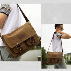Canvas-Umhängetasche für Herren – Vintage-Umhängetasche mit mehreren Taschen