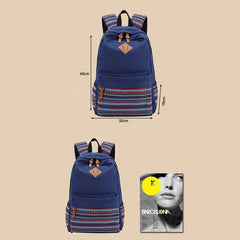 Bunter Streifen-Canvas-Rucksack für Damen – Sportlicher Studenten-Tagesrucksack