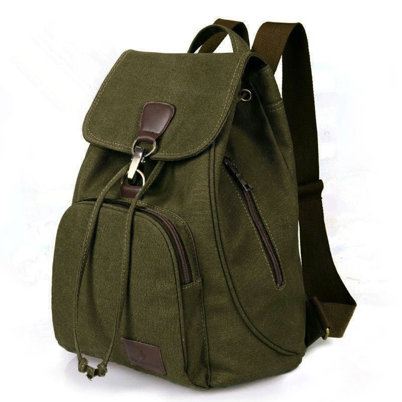Vintage Canvas Backpack for Women & Girls – Drawstring Rucksack for School & Travel - VOTVO