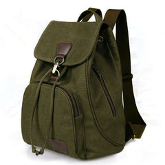 Canvas-Rucksack für Damen und Mädchen – Vintage-Schul- und Reiserucksack mit Kordelzug