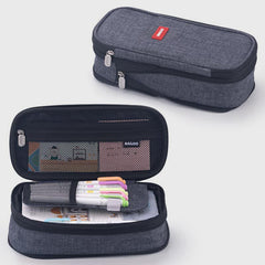 Large Capacity Color Matching Canvas Pencil Case – Perfect for Study & Organization