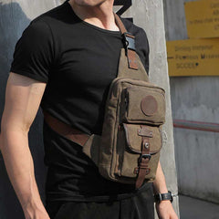 Sling Bag for Men – Lightweight Outdoor Sport Canvas Crossbody Backpack