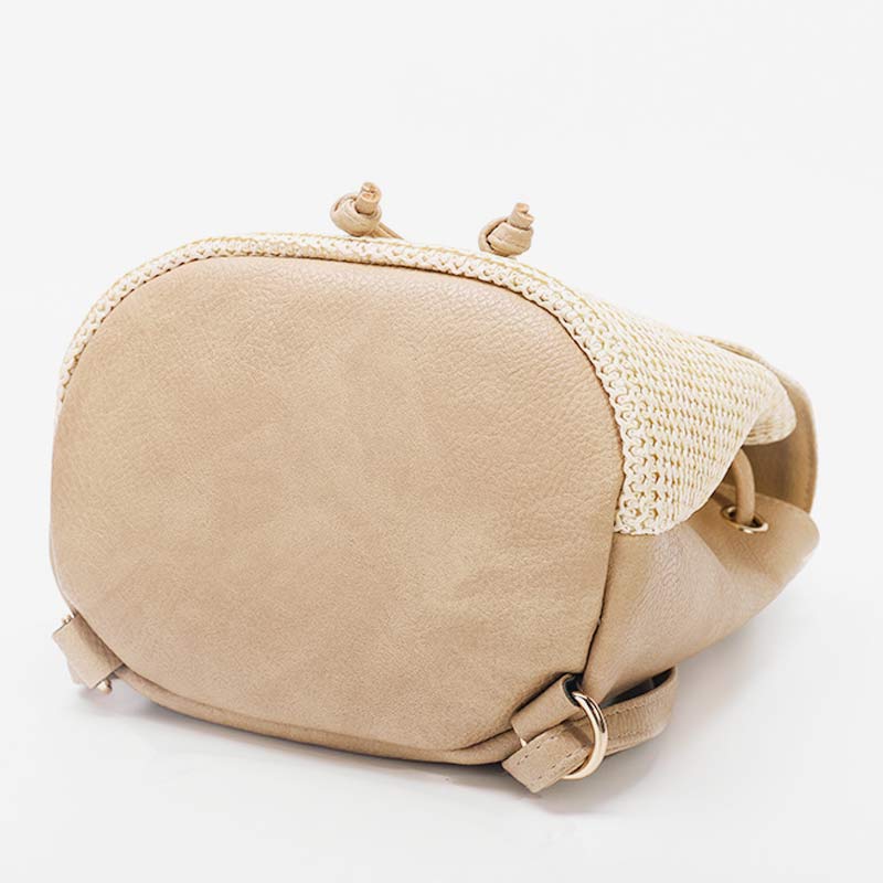 Women’s Straw Backpack – Summer Beach Woven Drawstring Handbag - VOTVO