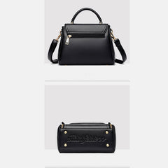 Medium Double Compartment Leather Satchel Handbag with Crossbody Strap – Stylish Top Handle Purse for Women
