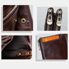 RFID Anti - theft Genuine Leather Multi - slot Bifold Wallet for Men - Stylish Business Wallet - VOTVO