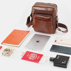 Vintage Oil-Tanned Leather Sling Bag for Men - Stylish Crossbody Shoulder Bag