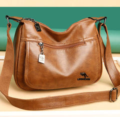 Women’s Soft Leather Double Compartment Crossbody Bag – Stylish & Practical Shoulder Bag - VOTVO