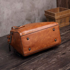 Vintage Leather Satchel Handbag – Top-Handle & Crossbody Strap