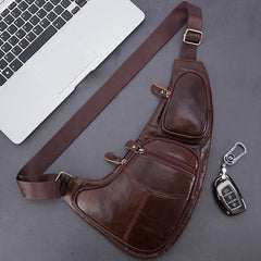 Vintage Genuine Leather Chest Sling Bag – Stylish Messenger Bag for Men