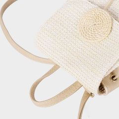 Women’s Straw Backpack – Summer Beach Woven Drawstring Handbag - VOTVO