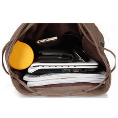 Canvas-Rucksack für Damen und Mädchen – Vintage-Schul- und Reiserucksack mit Kordelzug