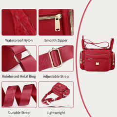 Nylon Crossbody Bag for Women – Daily Use, Multiple Pockets, Adjustable Strap