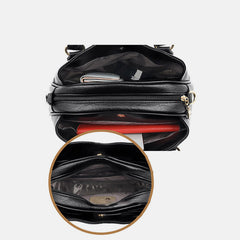 Women's Triple Compartment Satchel Leather Top-Handle Purse – Crossbody Handbag with Adjustable Strap