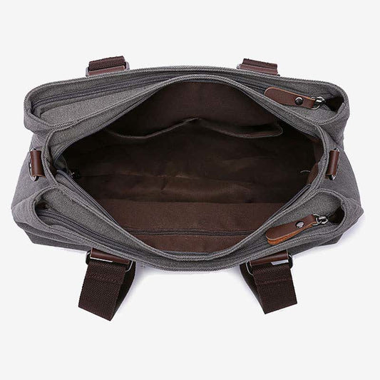 Triple Compartment Canvas Tote Handbag | Multifunction Casual Crossbody Shoulder Purse